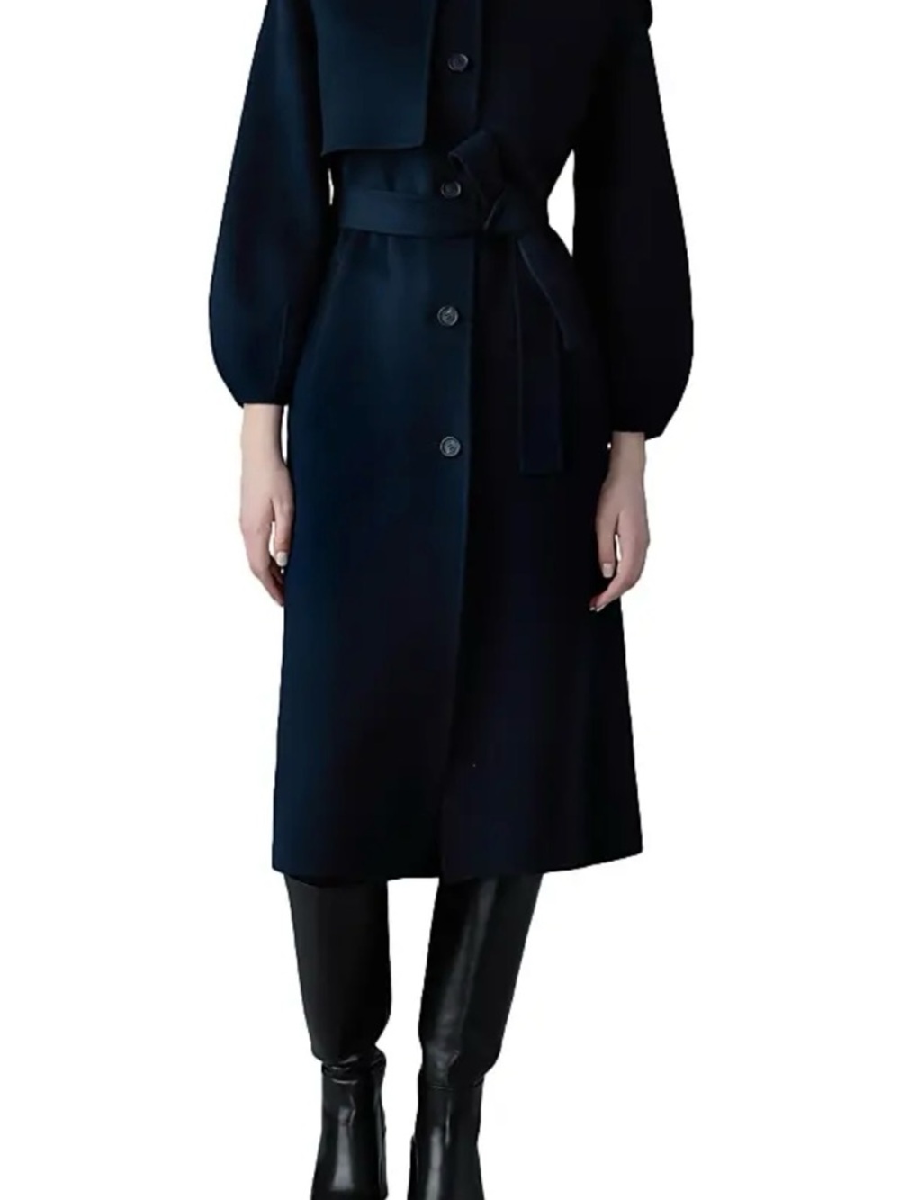 Mackage Navy Belted Trench Coat - Picture 3 of 3